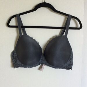 Victoria's Secret Gray T-Shirt Bra with Lace Detail